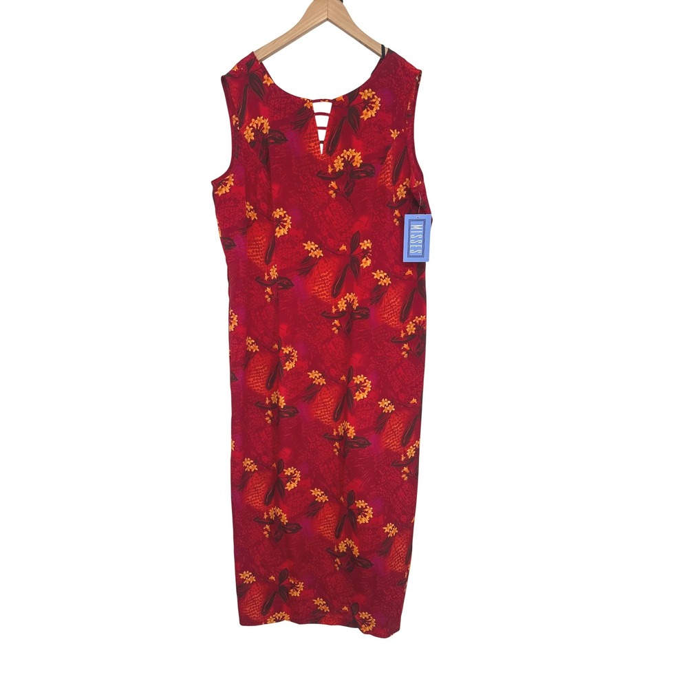 Vintage Scarlett Maxi Dress Women Size 10 Red Floral Sleeveless Resort Tropical